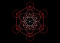 Metatrons Cube, Flower of Life. Sacred geometry, graphic element Vector isolated or black. Colorful Mystic icon platonic