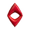 Red symbol Ethereum made of inflatable balloon isolated on white background.