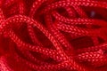 Red syntetic cord macro close-up Royalty Free Stock Photo