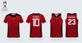Red t-shirt sport design template for soccer jersey, football kit and tank top for basketball jersey. Sport uniform.