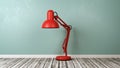 Red Table Lamp on Wooden Floor in the Room Royalty Free Stock Photo