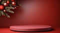 Red Table With Plate and White Balls