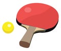 Red table tennis racket and ball, icon Royalty Free Stock Photo