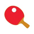 Red table tennis racket bat and ball. Vector Royalty Free Stock Photo