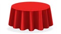 Red Round Tablecloth Covering Small Table. Royalty Free Stock Photo