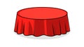 Red Round Tablecloth Isolated on White. Royalty Free Stock Photo