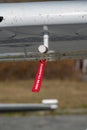 Red Tag for the aircraft when ready to take off Royalty Free Stock Photo