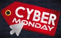 Red Tag like Web Button and Pointer for Cyber Monday, Vector Illustration Royalty Free Stock Photo