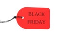 Red tag with words BLACK FRIDAY isolated on white Royalty Free Stock Photo