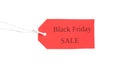 Red tag with words BLACK FRIDAY SALE isolated Royalty Free Stock Photo