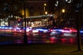 The Red Tail Lights of Cars at Rush Hour on a Wet Night. Royalty Free Stock Photo