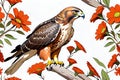 Red-tailed tail Hawk raptor predator bird animal perched