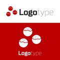 Red Takoyaki icon isolated on white background. Japanese street food. Logo design template element. Vector. Royalty Free Stock Photo