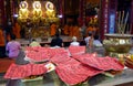 Red talisman with auspicious object for Thai people Chinese descent to worship and praying to Buddha and monks