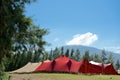 Red and tan marquee tents