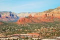 The red and tan, multi-layered rocks of the mountains of Sedona, Arizona