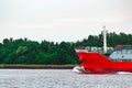 Red cargo tanker ship