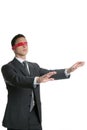 Red tape blindfold businessman isolated Royalty Free Stock Photo