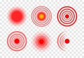 Red target circle medical vector ripple. Sore hurt spot place. Wave therapy symbol pain ache red target