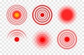 Red target circle medical vector ripple. Sore hurt spot place. Wave therapy symbol pain ache red target