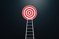 Red target with ladder on gray wall