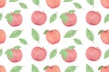 Red tasty apples seamless pattern, watercolor hand drawn illustration on the white background Royalty Free Stock Photo