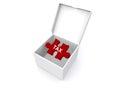 Red tax puzzle piece in white box Royalty Free Stock Photo