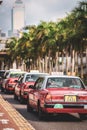 Taxi line up for passengers in Central pier in Hong Kong Royalty Free Stock Photo