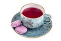 Red tea in cup and macaroons Royalty Free Stock Photo