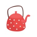 Red teapot with white polka dots cartoon vector Illustration Royalty Free Stock Photo