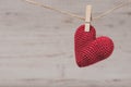 red teddy heart hanging rope. High quality photo Royalty Free Stock Photo