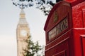 Red Telephone Booth and Big Ben in London Royalty Free Stock Photo