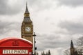 Red telephone booth front of Big Ben Royalty Free Stock Photo