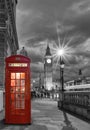 Red telephone booth in front of the Big Ben Royalty Free Stock Photo