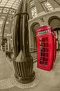 Red telephone booth in Hays Galleria, London