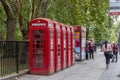 Red telephone booths near Hyde Park, London, UK Royalty Free Stock Photo