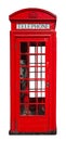 Red telephone box booth in London, the UK. Cut out and isolated on transparent white background Royalty Free Stock Photo