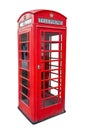 Red telephone box booth in London, the UK. Cut out and isolated on transparent white background Royalty Free Stock Photo