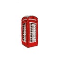 Red telephone box. call box London isolated. Sketch style ink pen. Royalty Free Stock Photo