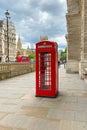 Red telephone box in Central London, UK Royalty Free Stock Photo