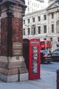 Red telephone box on Euston Road near the St Pancras Renaissance London Hotel