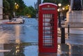 The red telephone box , famous icon of London, on Waterloo place Royalty Free Stock Photo