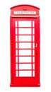 Red telephone box isolated on white background with clipping path Royalty Free Stock Photo