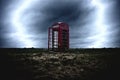 A red telephone box in the middle of nowhere Royalty Free Stock Photo