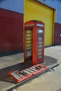Wrecked British Red telephone box