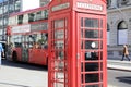 A red telephone box on Waterloo Place, central London Royalty Free Stock Photo