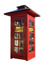 Red telephone box on white Royalty Free Stock Photo