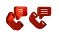 Red Telephone conversation icon isolated on transparent background. Telephone handset. Phone sign. Call center Royalty Free Stock Photo