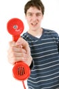 Red telephone receiver Royalty Free Stock Photo