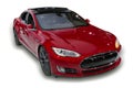 Red Tesla Electric Car